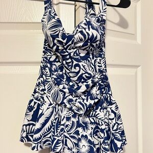 Tropical Blue and White Swimwear